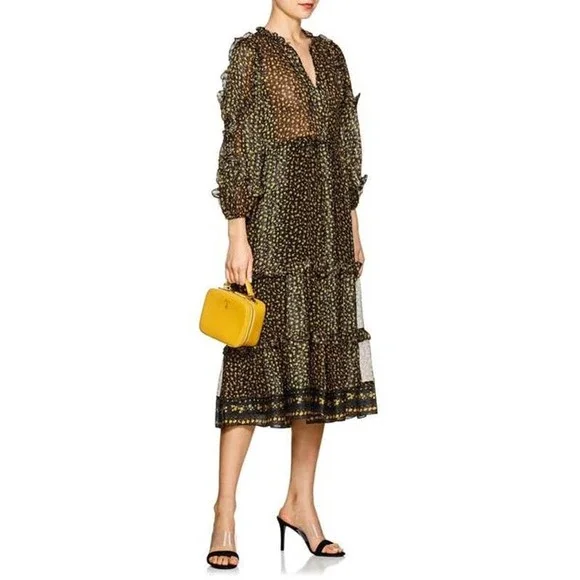 Ulla Johnson Fantine Silk Midi Floral Ruffle Tiered Dress Size 4 New with Tags - Picture 3 of 8